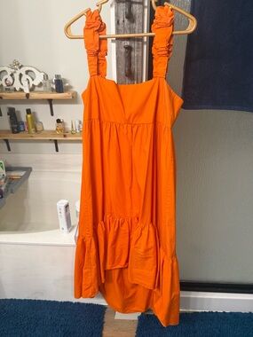 Ladies' Bright Orange Ruffled Strap Sundress